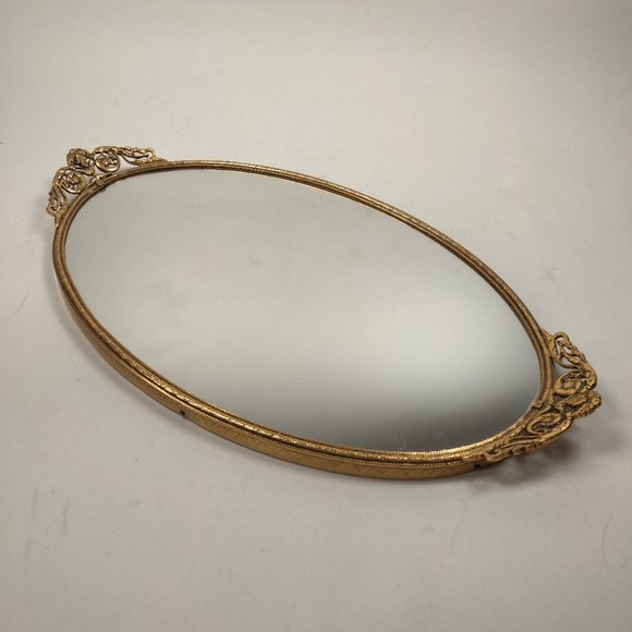 Stylebuilt Bath Stylebuilt Ormolu 24k Gold Oval Vanity Mirror Tray